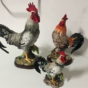 Colorful Rooster Figurine Set